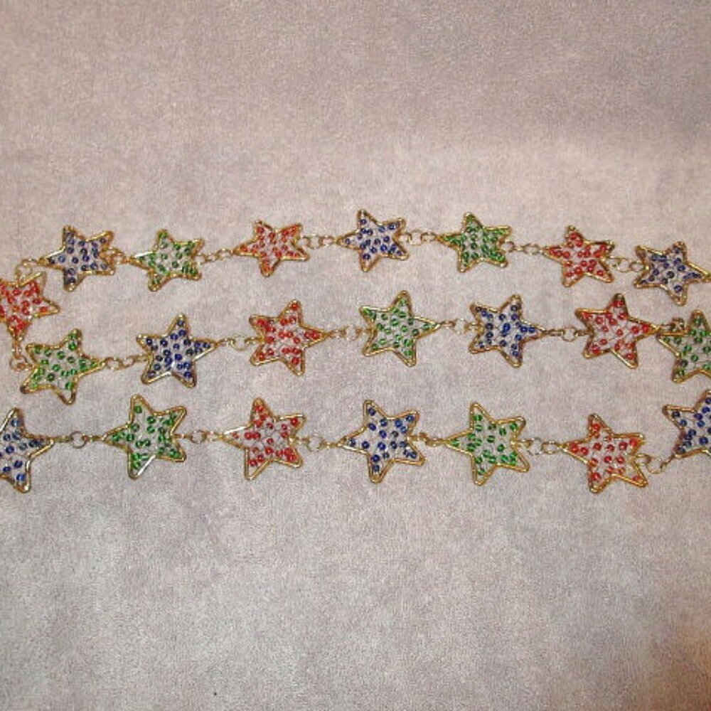Beaded Stars Garland 58” Mantel Decor Christmas Tree Celestial MCM Wall Hang